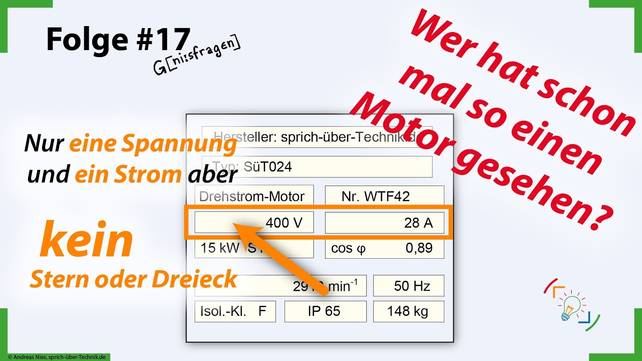 Motortypenschild mit nur einer Spannung aber ohne Stern oder Dreieck | Geniesfragen17 | Elektroniker