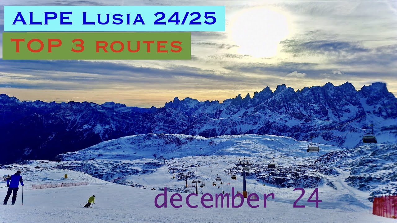 Top 3 routes of Alpe Lusia 🇮🇹 24/25 4K  Val Di Fassa 4K #skiing #dolomity