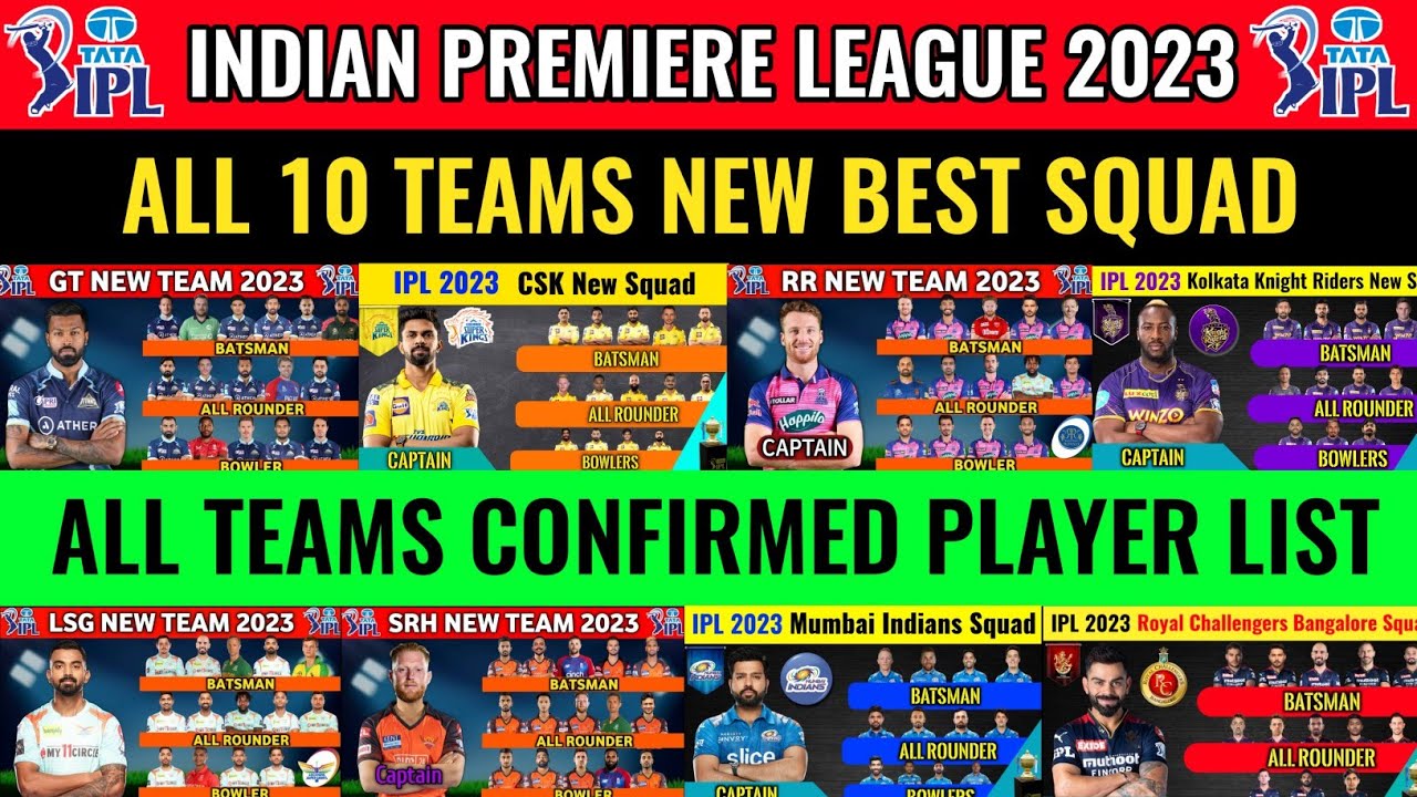 IPL 2023 - All Team Squad | IPL 2023 All 10 Teams Players List |RCB,CSK,MI,DC,PBKS,KKR,RR,SRH,GT,LSG