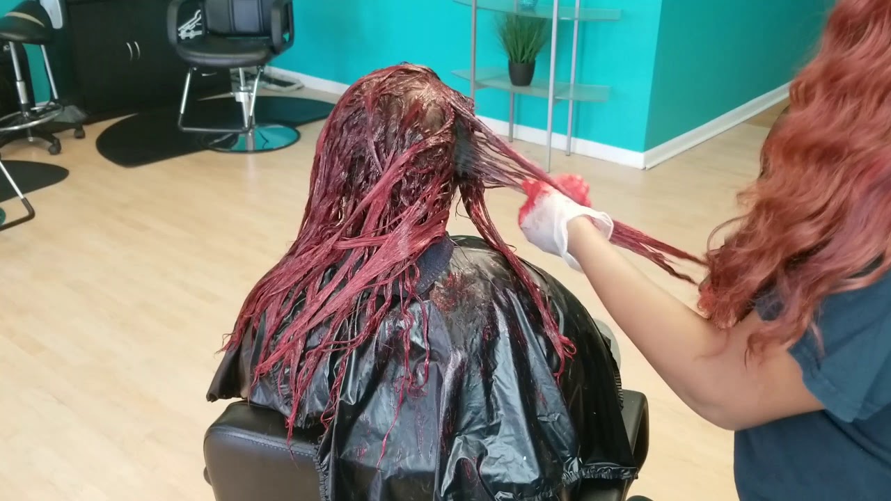 Red Hair Color on Virgin Hair- #INTHESALON #SALONWORK