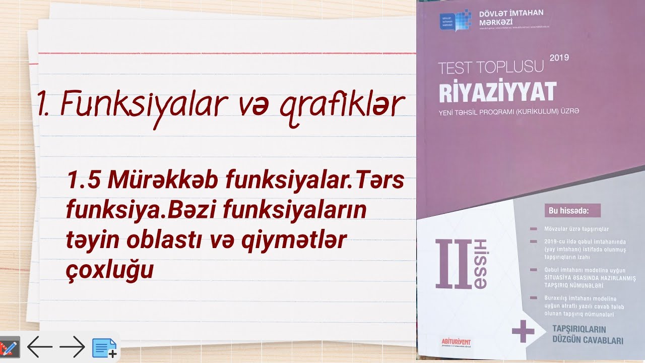 DİM.. Mürəkkəb funksiyalar.Tərs funksiya.Bəzi funksiyaların təyin oblastı və qiymətlər çoxluğu.