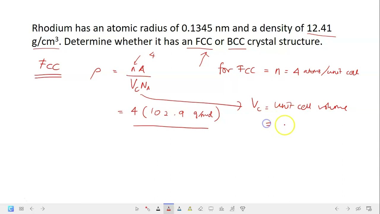 Example on Density Computation for Crystal Structure (unit cell)