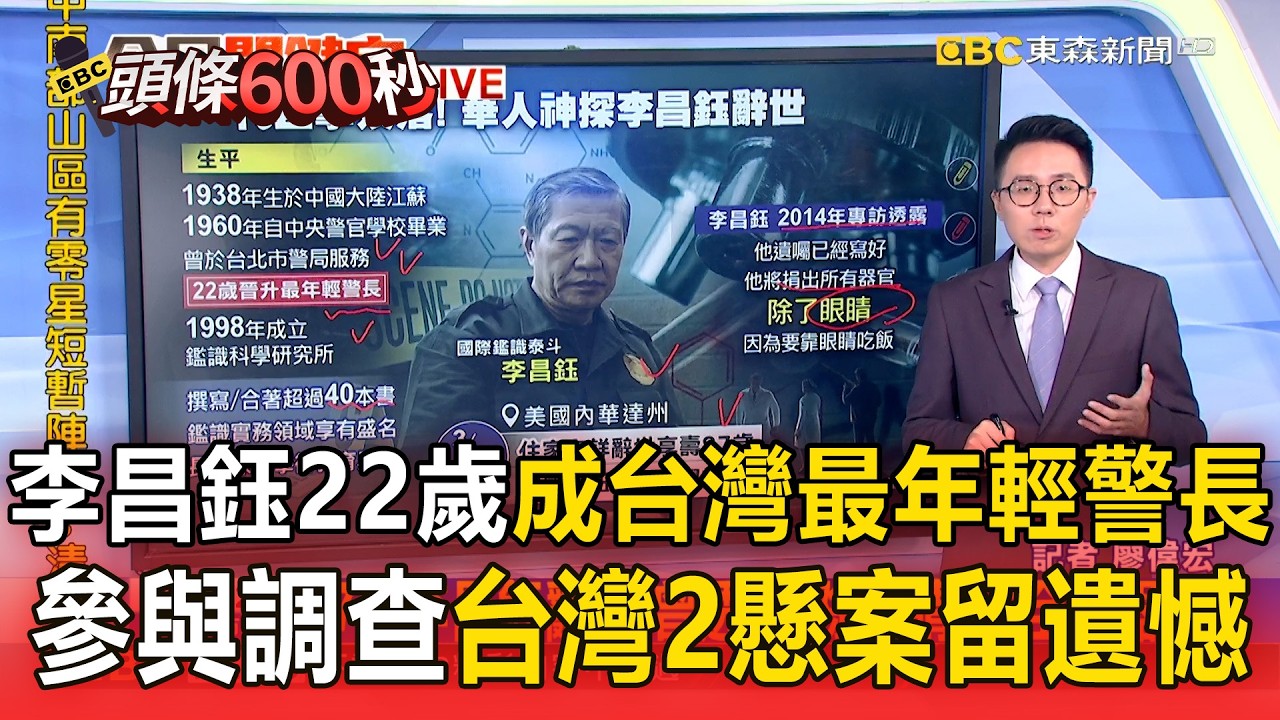 李昌鈺22歲成台灣最年輕警長！曾返台參與調查2大懸案「至今未破」留遺憾【頭條600秒】