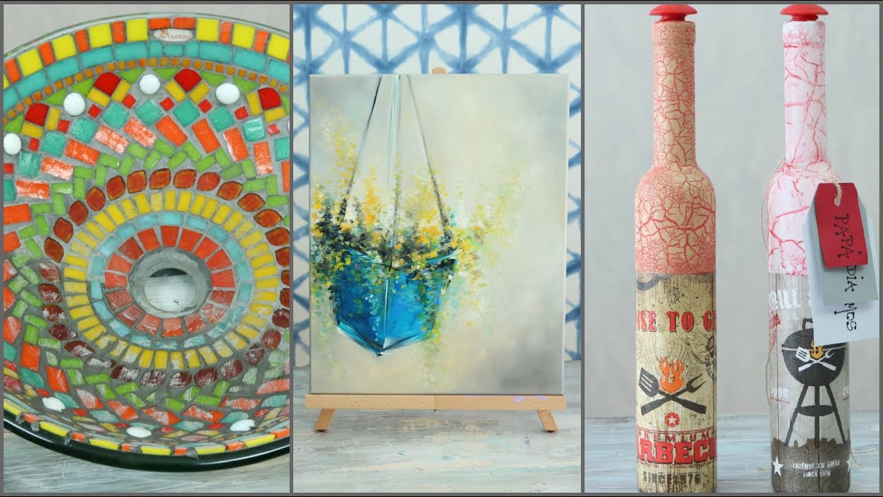Manos a la Obra TV 2018 Programa 36 - Pintar al Oleo - Botellas Craqueladas - Mosaiquismo