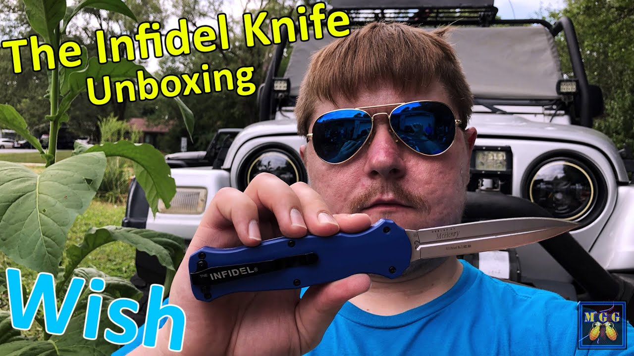 Wish - The Infidel Blue OTF Knife Unboxing