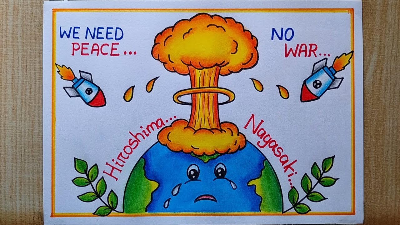 Hiroshima Nagasaki Day drawing easy| Hiroshima Nagasaki Day Poster drawing| Stop war drawing