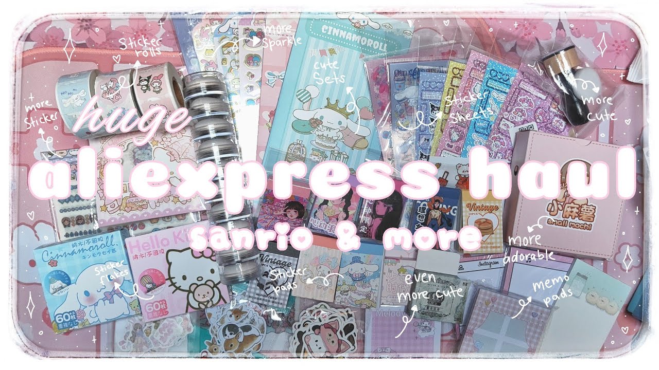ASMR Huge AliExpress stationery haul | Sanrio & more 💕