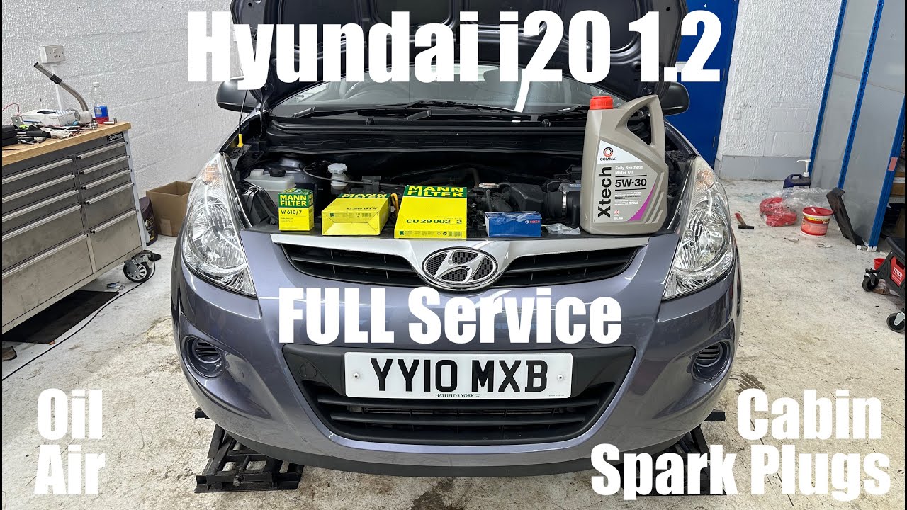 Hyundai I20 1.2 FULL Filter & Spark Plug Service - Oil Air Cabin Filters - How To DIY