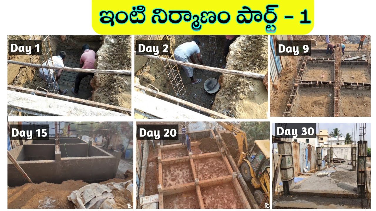 ఇల్లు ఏ విధంగా కడతారో చూడండి || House construction process step by step part 1 || in Telugu