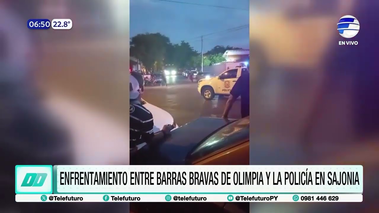 Enfrentamiento entre barrabravas de Olimpia y la Policía en Sajonia