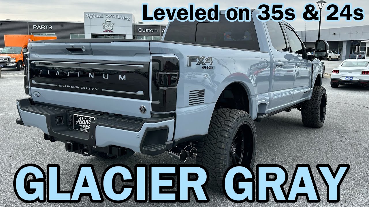 GLACIER GRAY 2024 Ford F250 Platinum 2.5&rdquo; #leveledon35s || SUPER DUTY on 24s