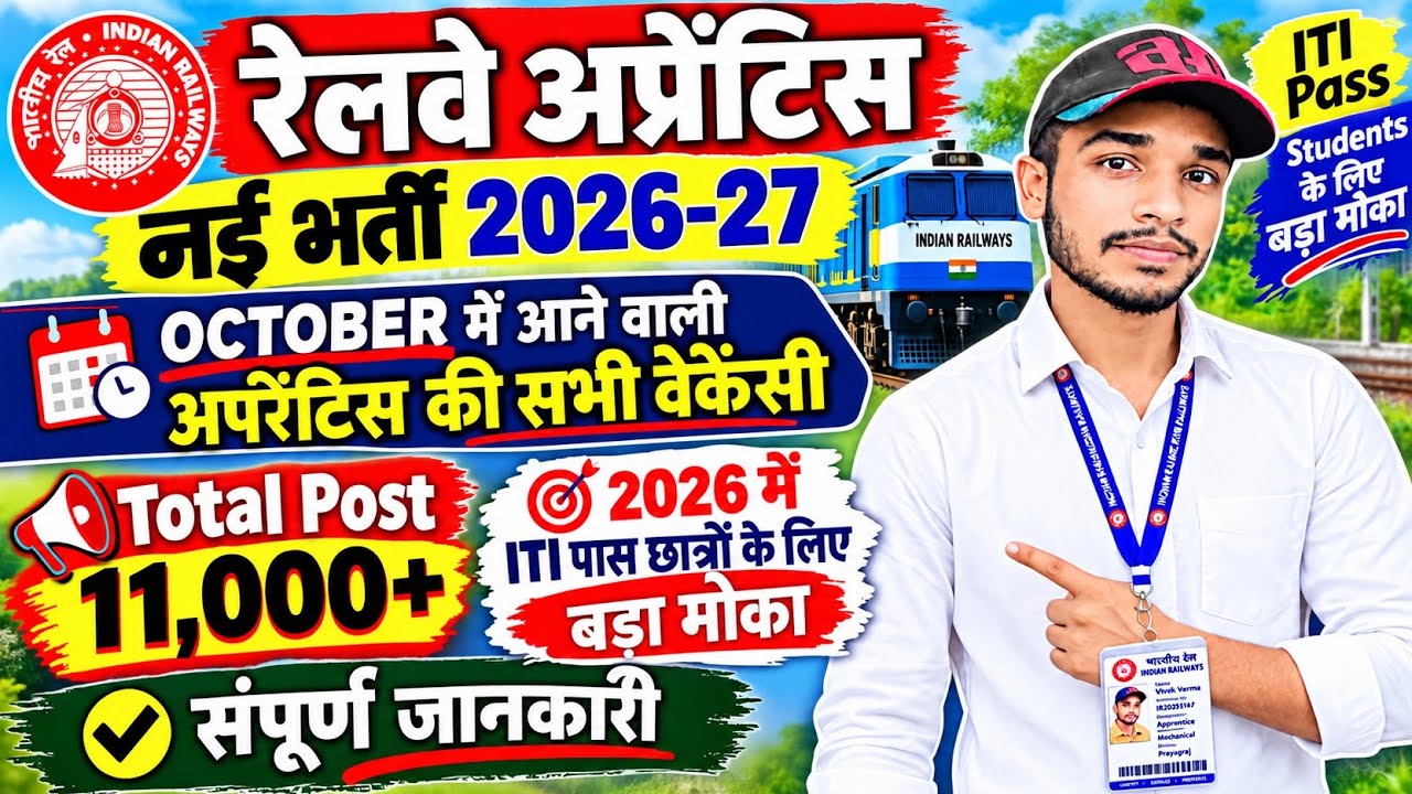 Railway Apprentice New Vacancy 2026-27 || Full Notification Coming Soon