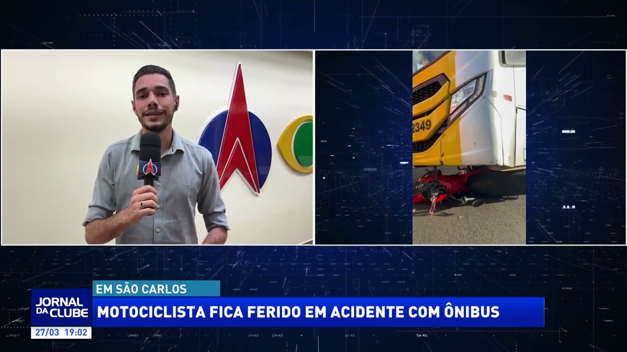 Motociclista fica ferido em acidente com &ocirc;nibus - Jornal da Clube 2&ordf; Edi&ccedil;&atilde;o (27/03/2026)