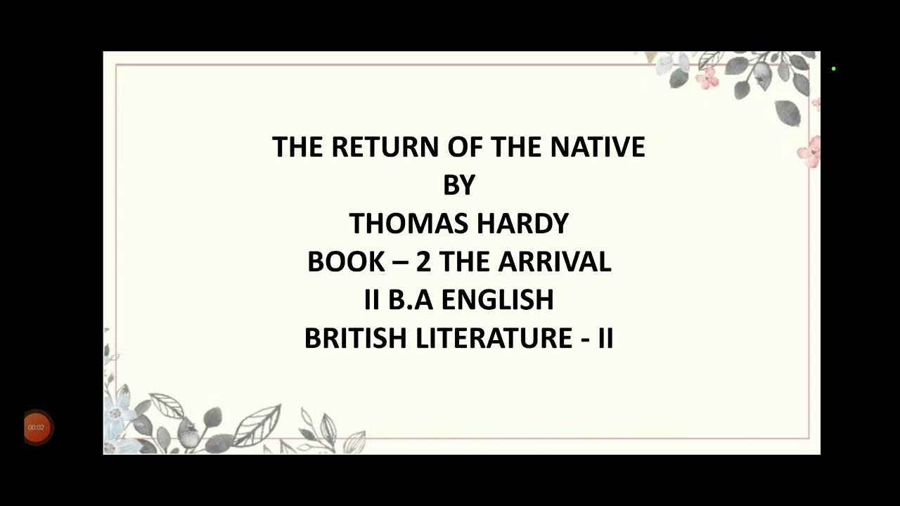 THE RETURN OF THE NATIVE || BOOK 2 || SUMMARY || BRITISH LITERATURE || II B.A