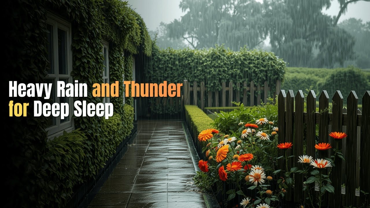Night Storm in a Countryside Garden 🌩️ Heavy Rain & Thunder | 8 Hours Deep Sleep • No Music