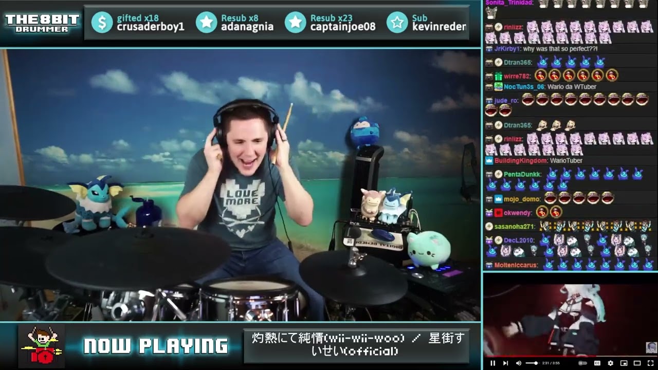 The8BitDrummer // Hoshimachi Suisei - Shakunetsu nite Junjou(wii-wii-woo)