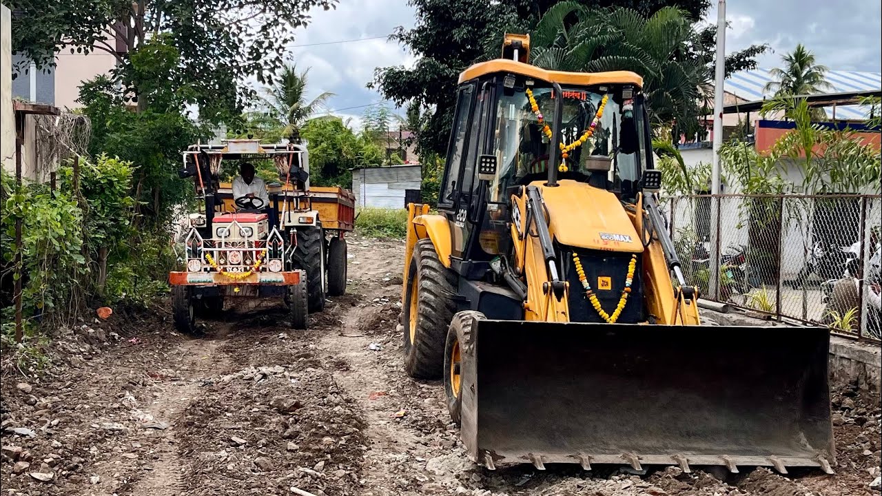 Jcb 3dx Backhoe Mud Loading Trolley In Swaraj 744 Tractor l