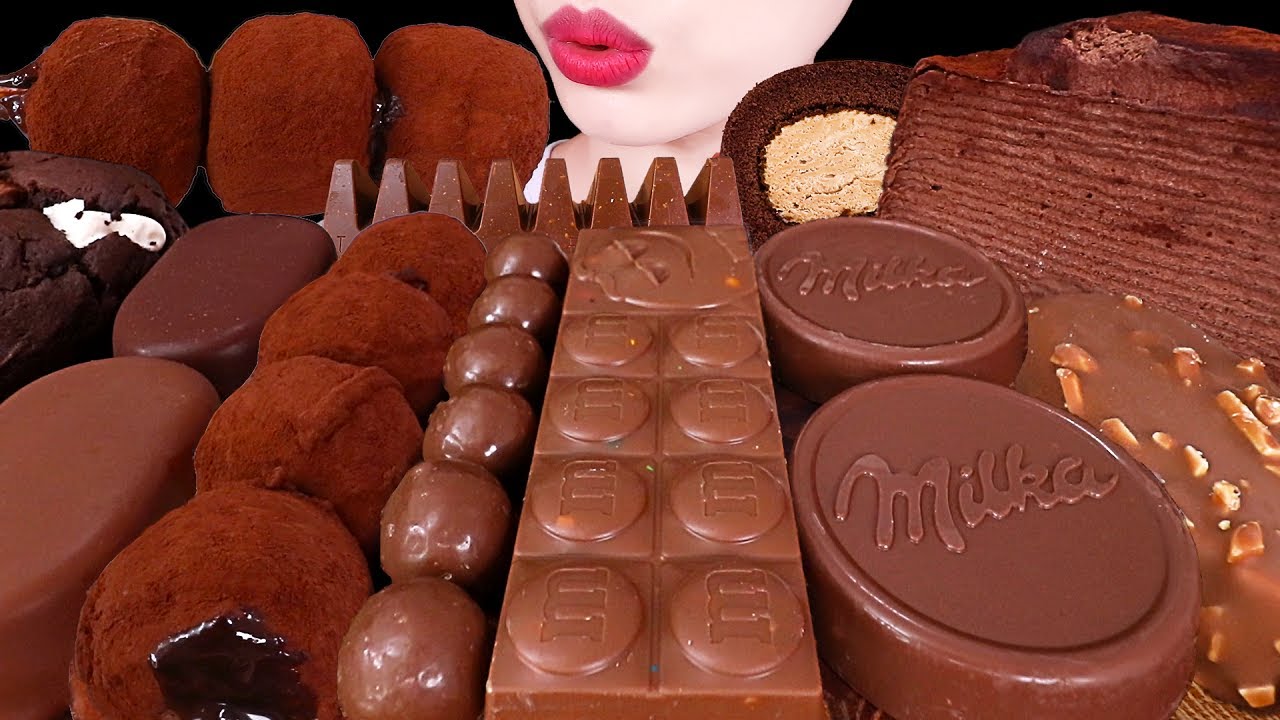 ASMR MUKBANG｜CHOCOLATE MARSHMALLOW MAGNUM MILKA RICE CAKE ICE CREAM 초콜릿 초코찰떡 아이스크림 스모어 초코쿠키 케이크 먹방
