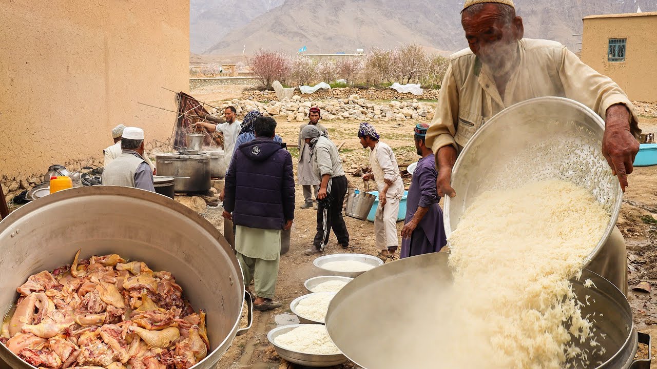 How Afghans Cook for 50+ People 😲 Giant Rice & Chicken Pots in Rural Afghanistan