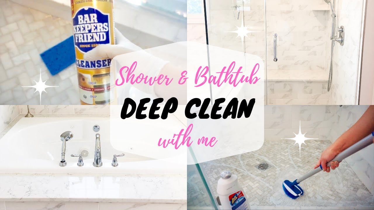 SHOWER & TUB CLEANING ROUTINE + HOW TO REMOVE HARD WATER STAINS & SOAP SCUM FROM GLASS