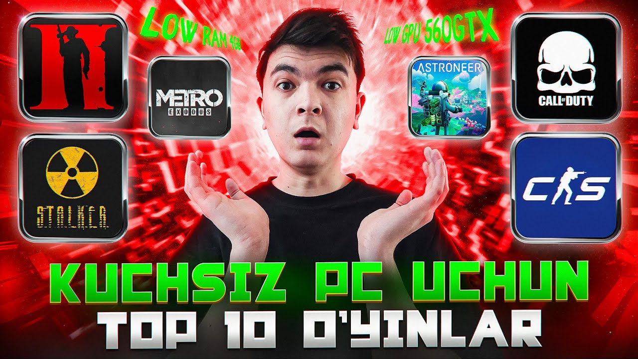 Kuchsiz kompyuterlar uchun TOP 10 o'yinlar  @KIBERUZ x @GRONTMC