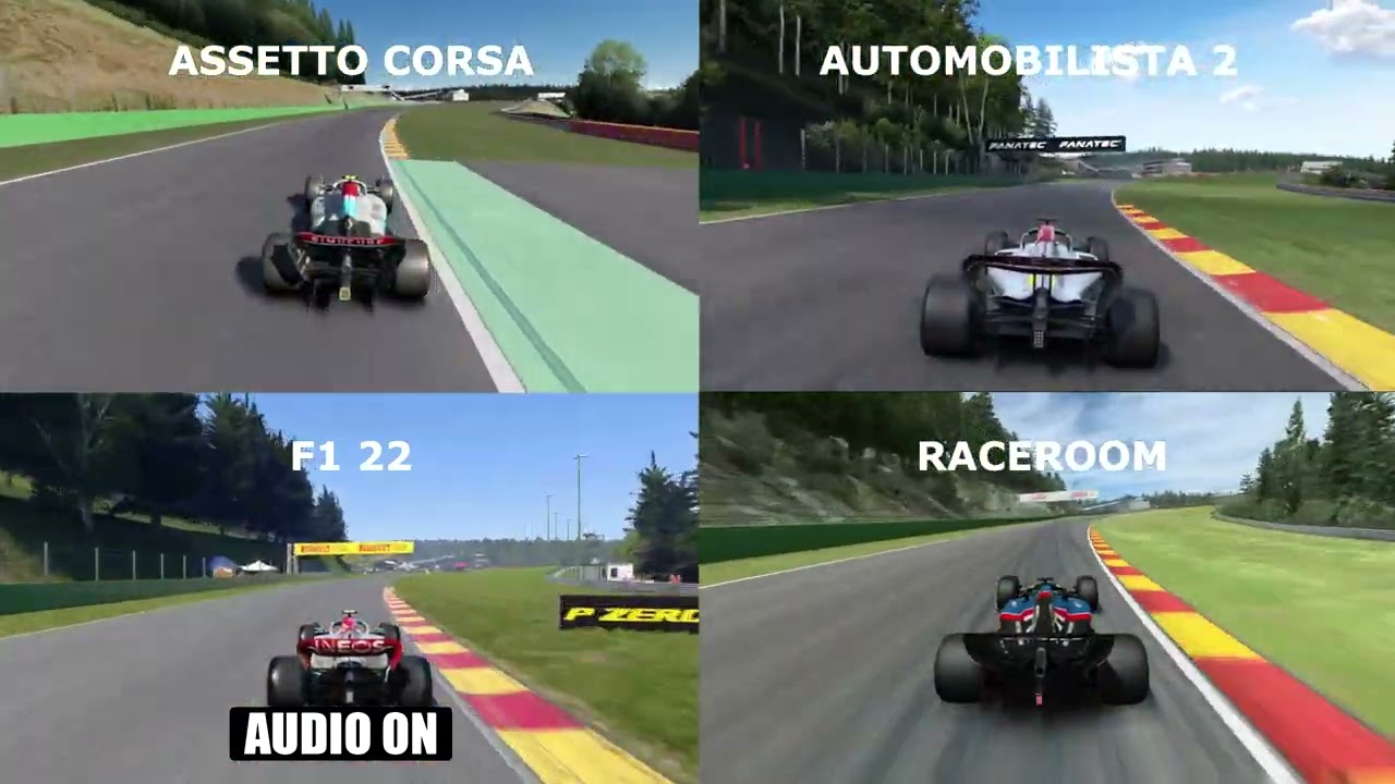 Formula 1 Comparison - AC vs AMS2 vs F1 22 vs R3E