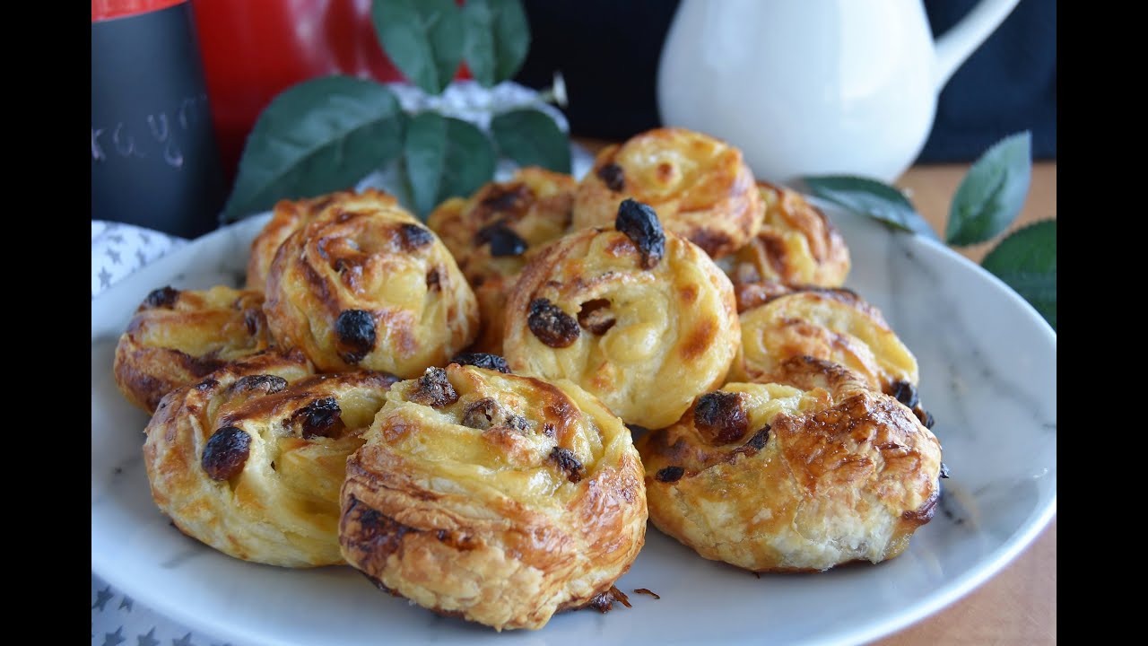 👌 CARACOLAS DE HOJALDRE CON CREMA PASTELERA Y PASAS
