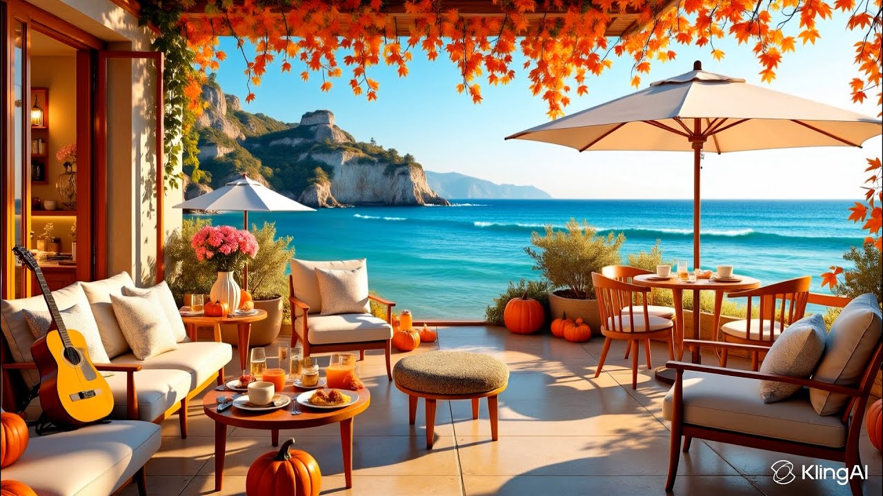 Autumn Bossa Nova Jazz 🍂 Relaxing Café Music by the Sea | Chill Background for Work & Study