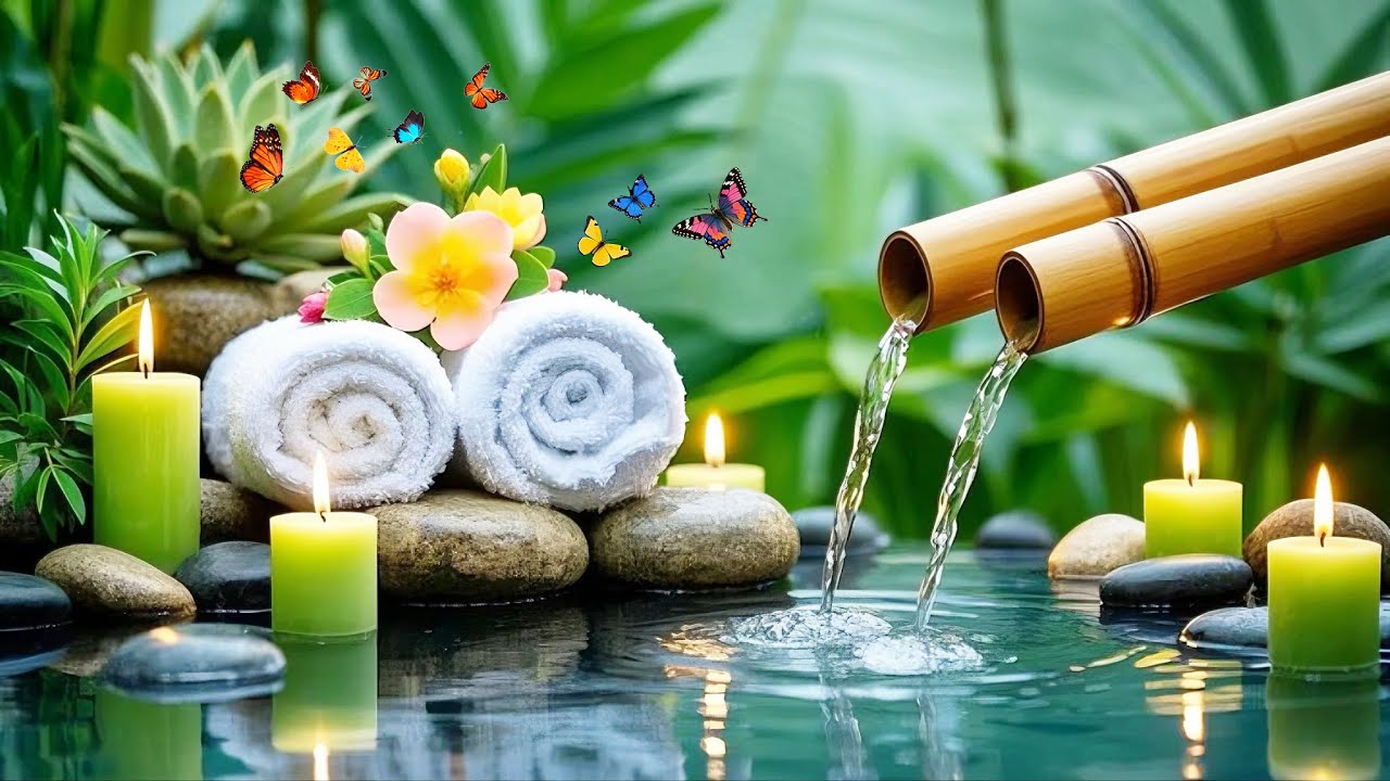 Nature Relaxing Music 🌿 Bamboo Water Fountain Sounds for Deep Sleeping, Spa & Meditation Calm