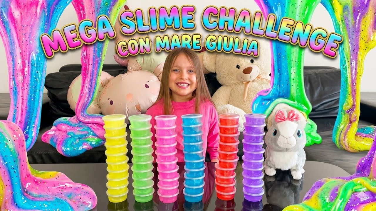 60 VASETTI DI SLIME! 🌈 Mega Slime Arcobaleno Challenge con Mare Giulia ✨