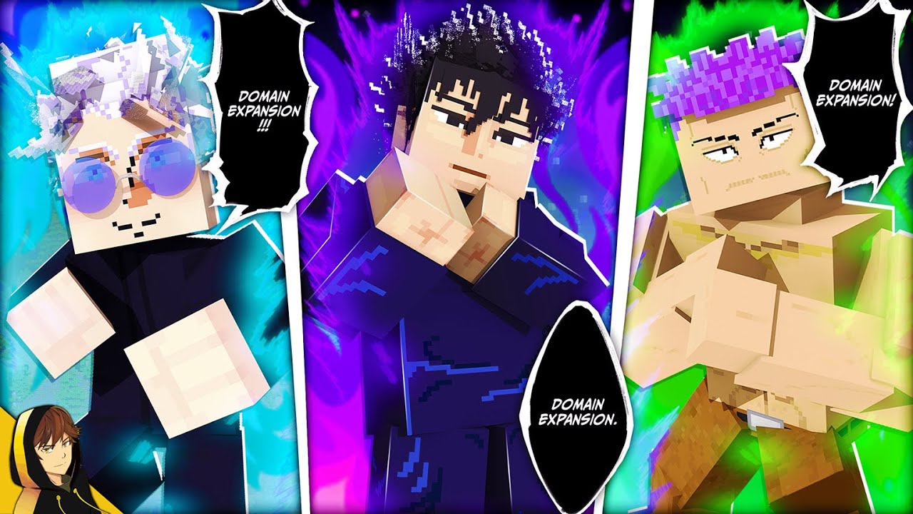 JUJUTSU KAISEN PVP gets INTENSE with 1v1v1 BATTLES in MINECRAFT!