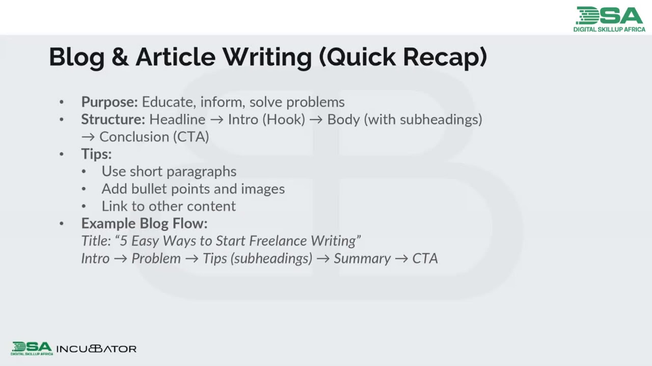 DIGITAL SKILLUP AFRICA || CONTENT & COPYWRITING: REVISION
