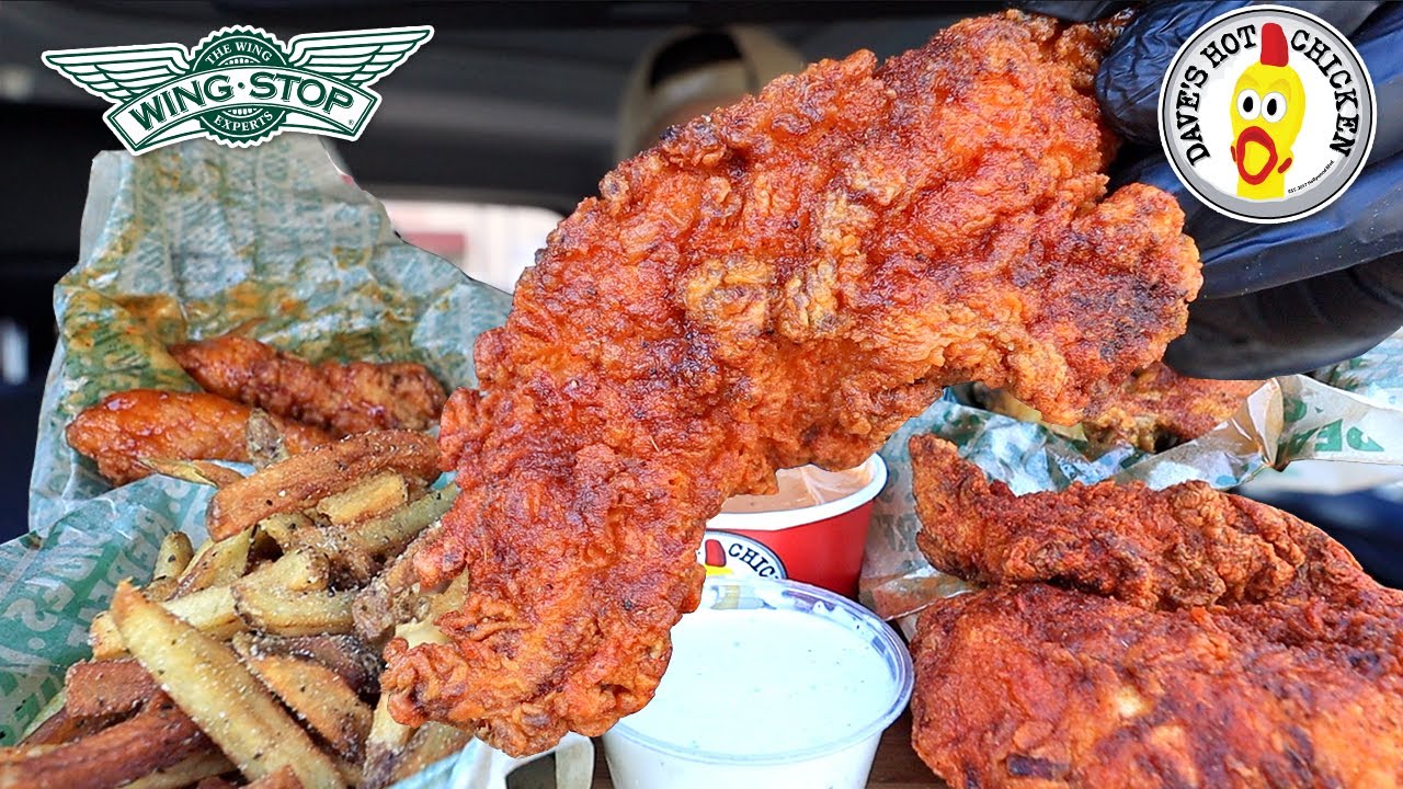 EATING DAVES HOT CHICKEN HOT CRISPY FRIED CHICKEN WINGSTOP CHICKEN TENDERS MUKBANG ASMR