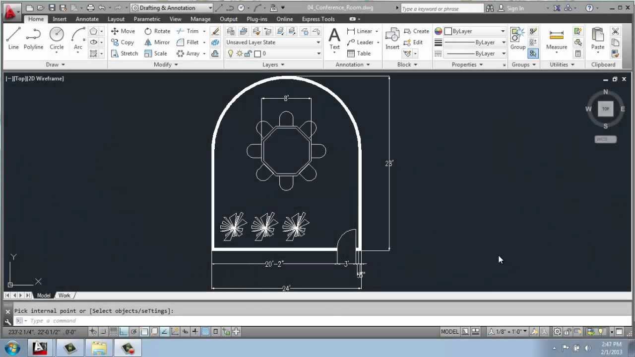 #28 - AutoCAD - Основы 2D-черчения - Конференц-зал - Изогнутая стена - Брук Годфри