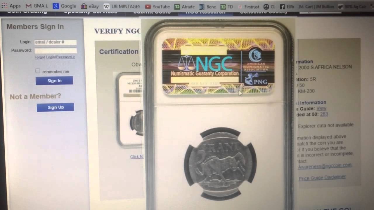 Get FREE verifying of NGC & PCGS silver gold coin certification slab numbers