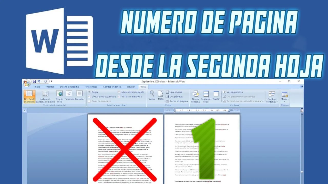 COLOCAR NUMERO DE PÁGINA DESDE LA SEGUNDA HOJA EN MICROSOFT WORD