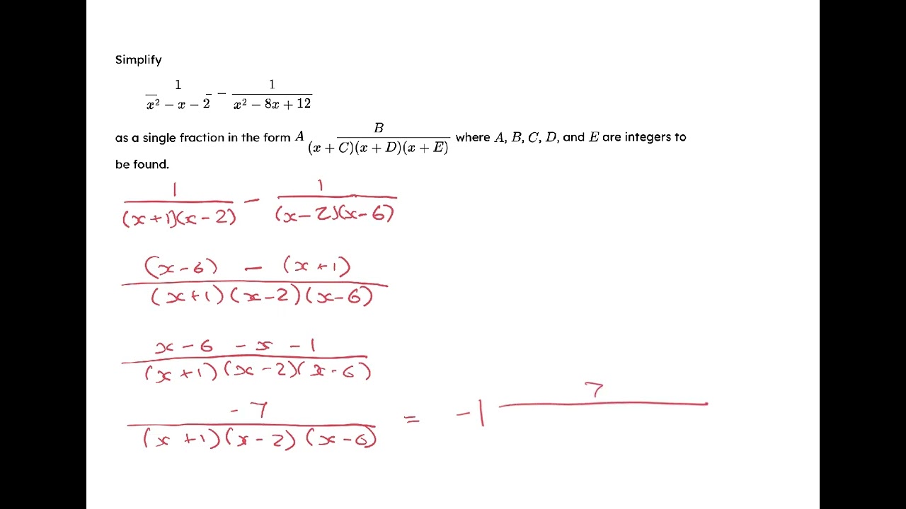 Algebraic Fractions - Two challenging questions