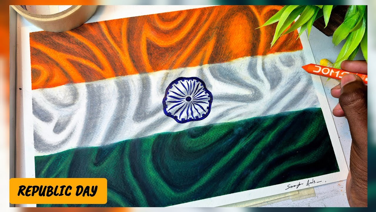 REPUBLIC DAY Drawing,  Indian Flag Drawing😍🇮🇳