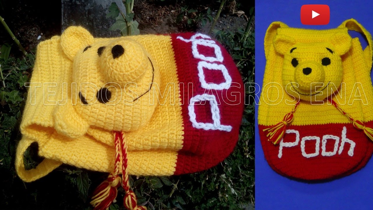 Mochila o Morral de WINNIE POOH tejido a crochet o ganchillo PARTE 2