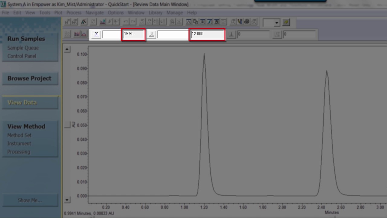 Setting Apex Track Peak Width and Threshold in Empower