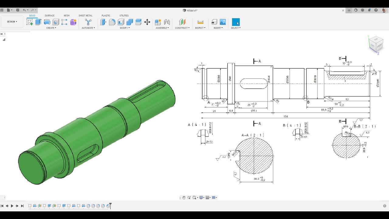 Modelování pro začátečníky ve Fusion 360, cvičení 7 - hřídel