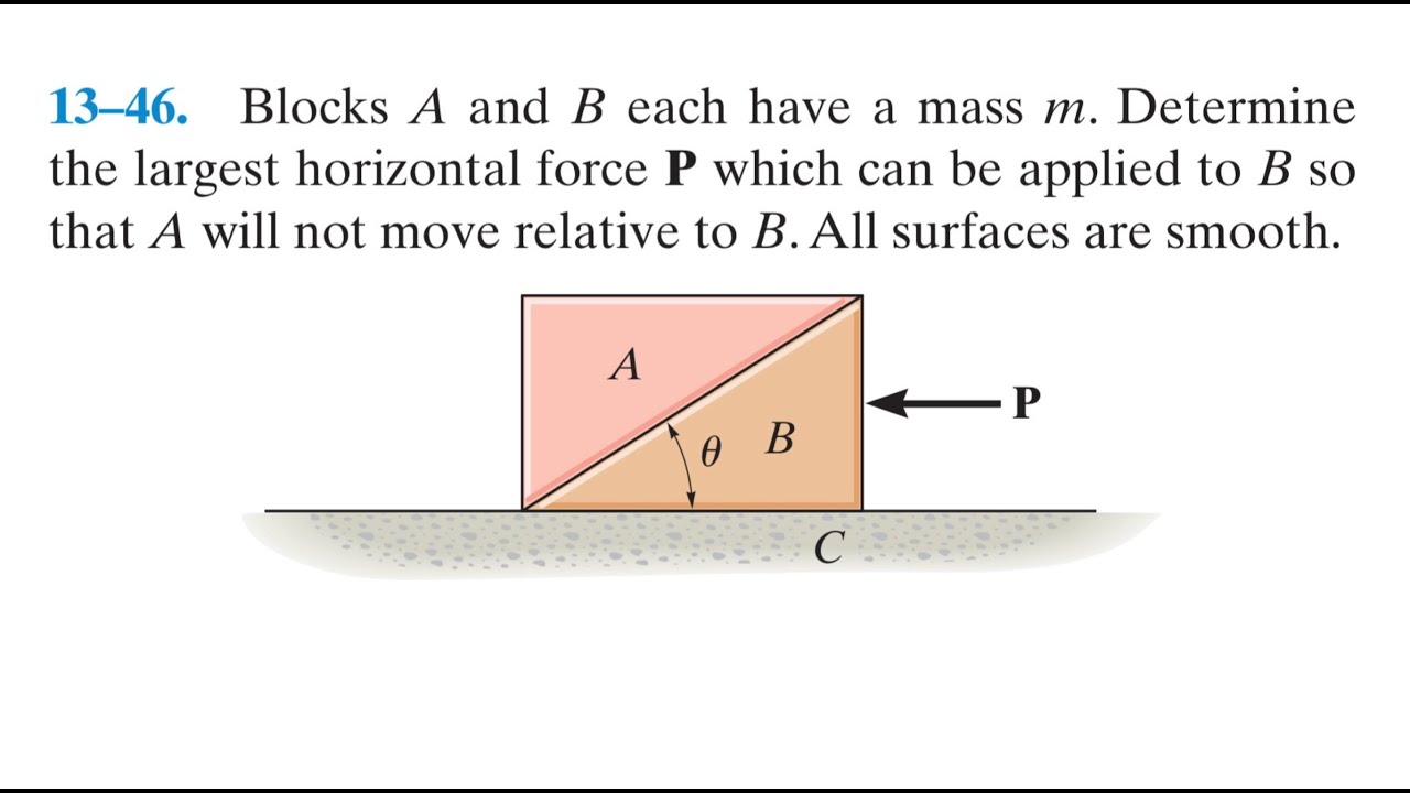 Dynamics 13-46| Blocks A and B each have a mass m. Determine the largest  horizontal force P...