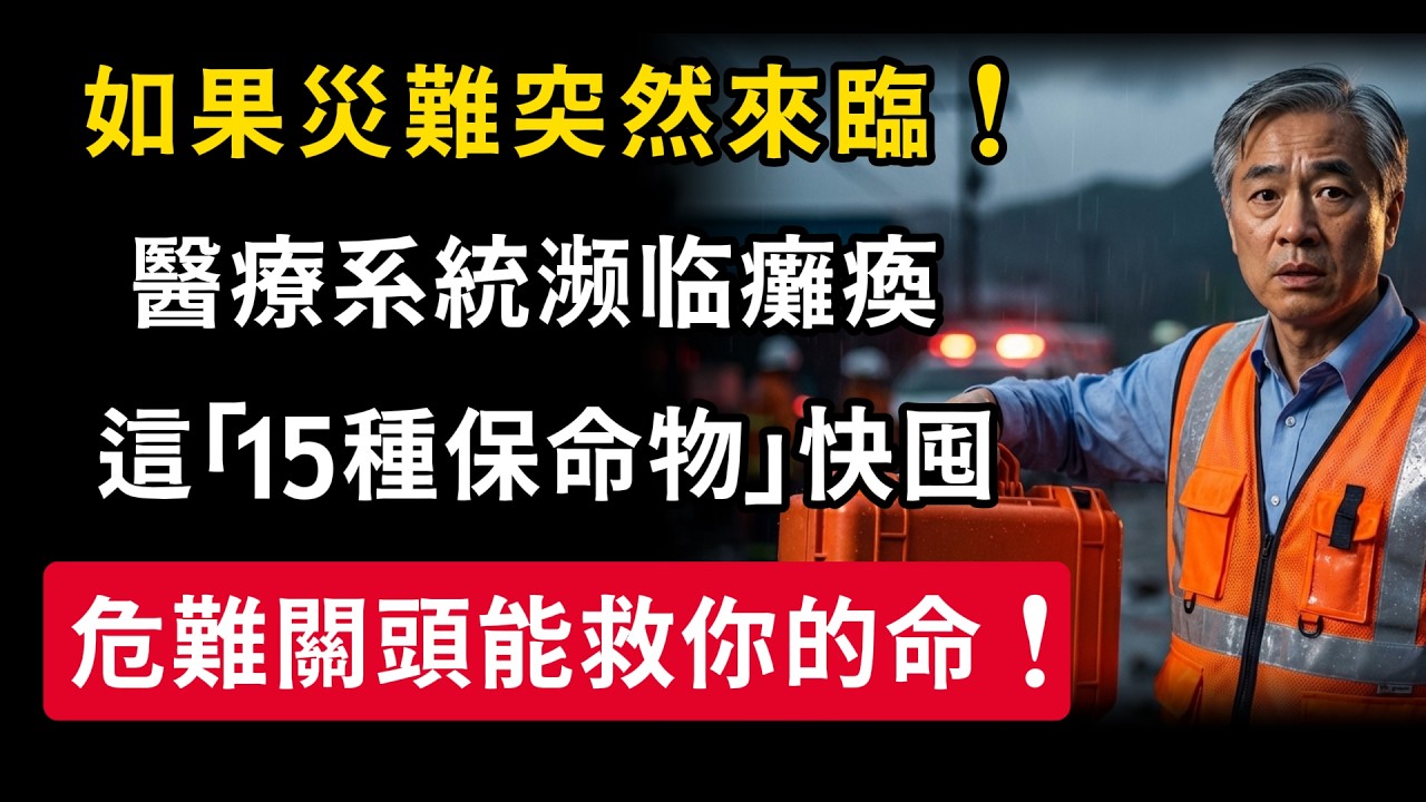 如果災難突然來臨！醫療系統全部癱瘓這「15種保命物資」快记下，危難關頭能救你的命！#災難備援 #銀髮族保命 #慧心養生