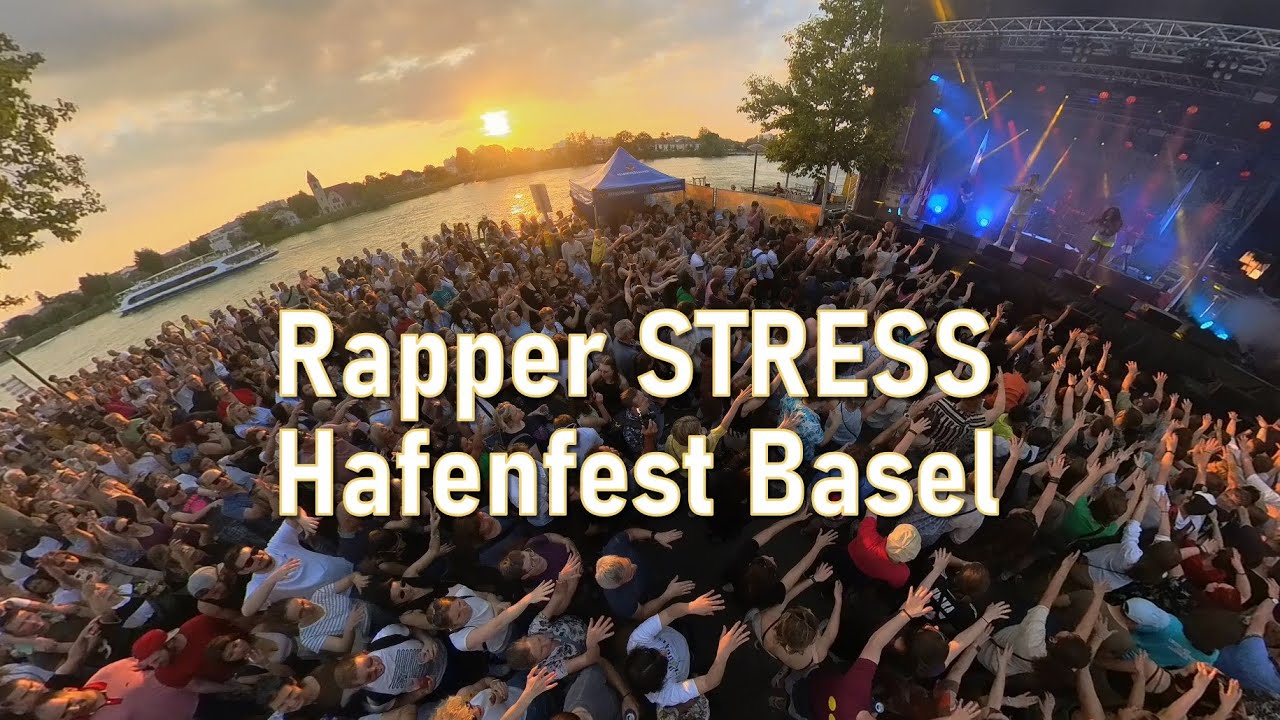 Schweiz-Rap, Rapper Stress mit Karolyn und Band beim Hafenfest Basel am Dreiländereck, Juni 2023