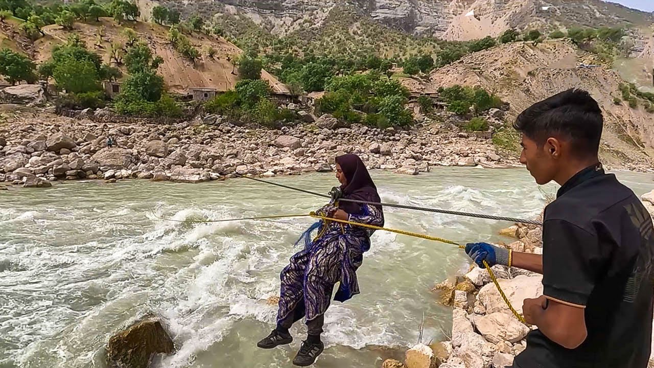 Visiting a pleasant location and fishing by young nomad boy...