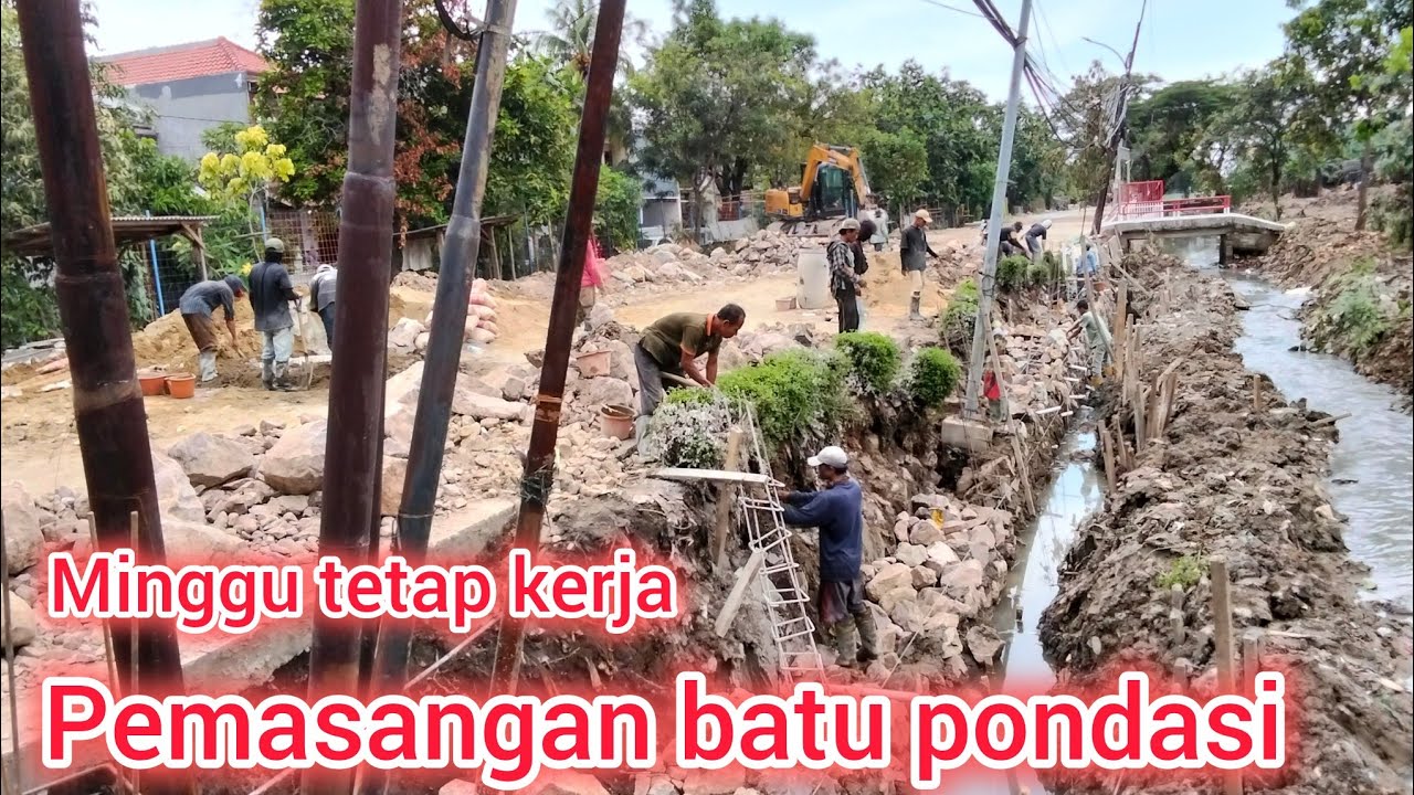 Perkembangan kali alinda dan pemasangan batu kali 👍..Minggu tetap kerja 💪