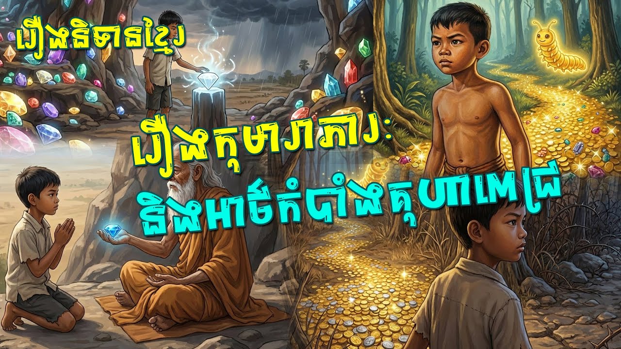 រឿងកុមារាភារៈ និងអាថ៌កំបាំងគុហារពេជ្រ, រឿងនិទានខ្មែរ, Khmer Fairy  Tale, Nitean Channel.