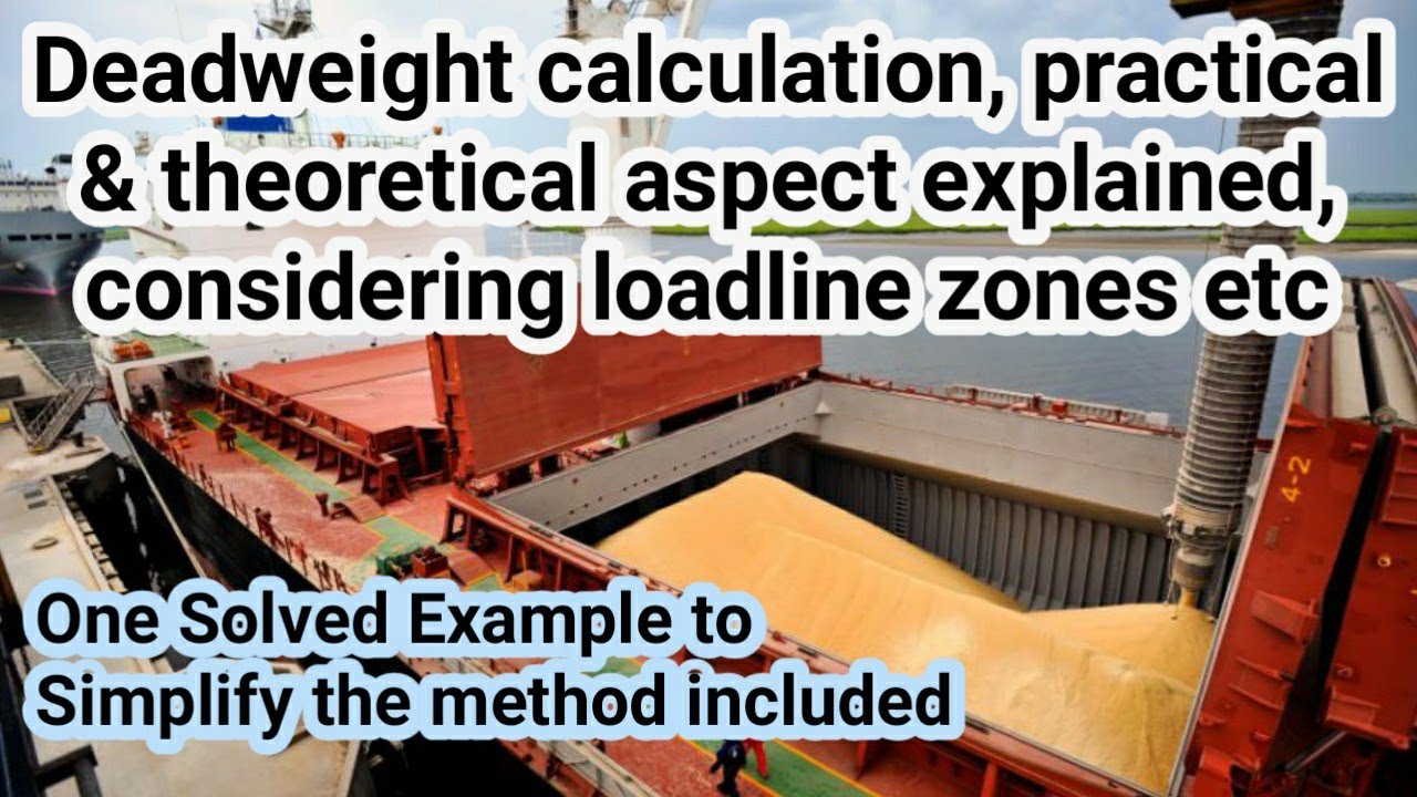 Deadweight calculation, practical & theoretical aspect explained, considering loadline zones etc