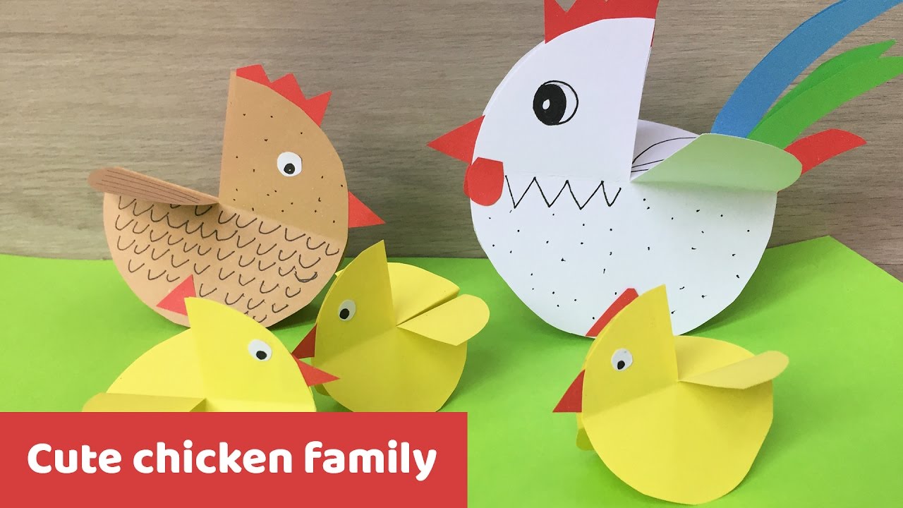 Cute chicken family Easter decoration, easy craft for kids