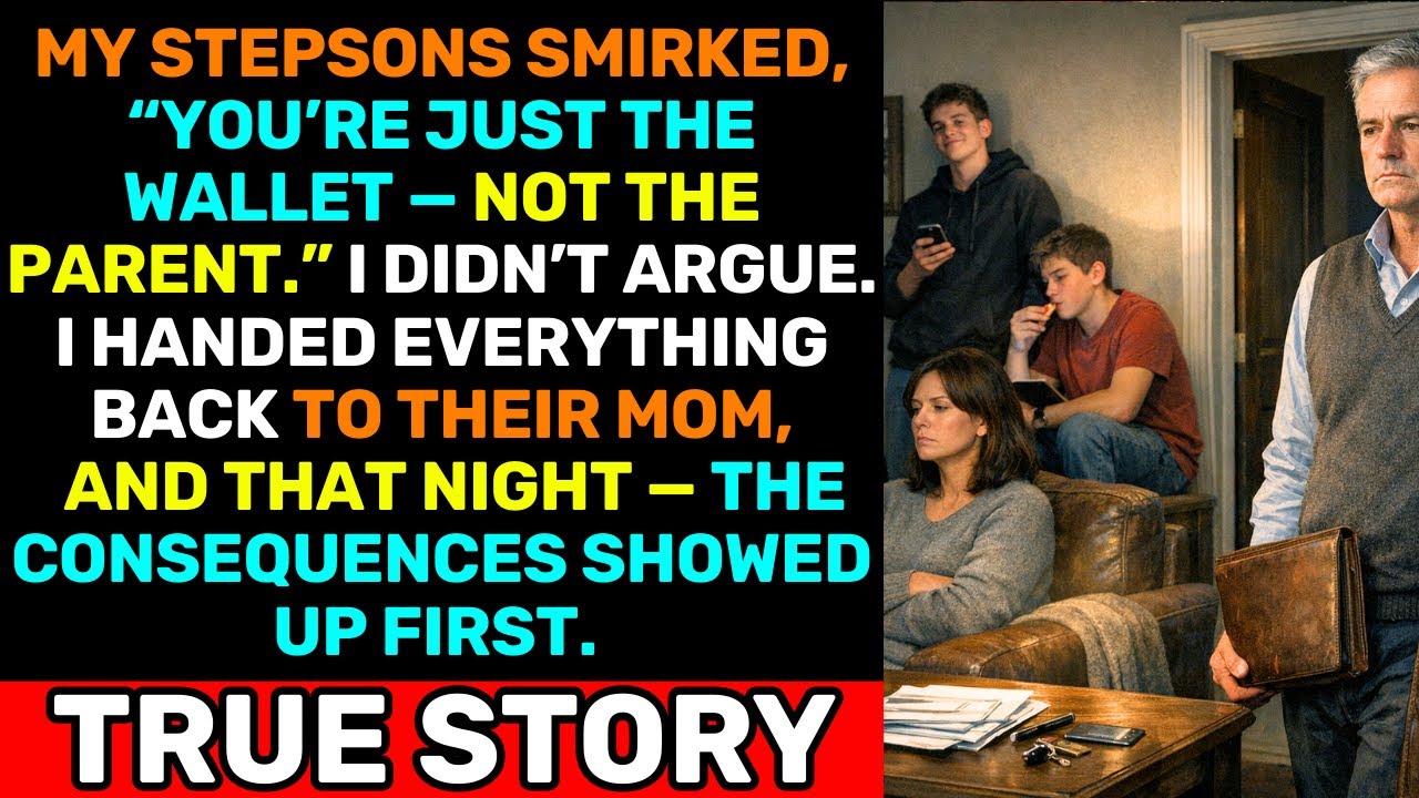 My Stepsons Smirked, “you’re Just The Wallet — Not The Parent.”I Didn’t Argue. I Handed Everything